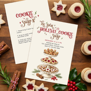 Great Holiday Cookie Swap Christmas Baking Party Invitation