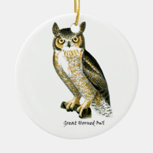 Great Horn Owl Ceramic Tree Decoration