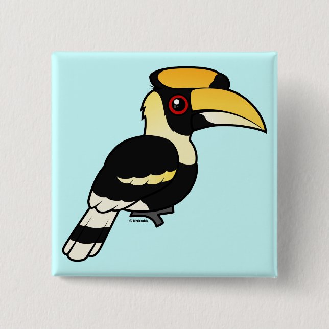 Great Hornbill 15 Cm Square Badge (Front)