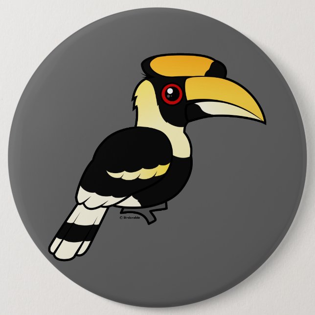 Great Hornbill 6 Cm Round Badge (Front)