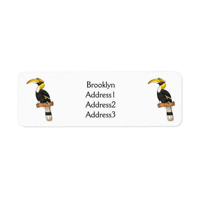 Great hornbill bird cartoon illustration (Front)