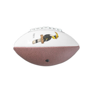 Great hornbill bird cartoon illustration american football