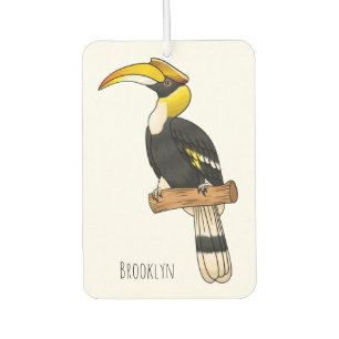 Great hornbill bird cartoon illustration car air freshener