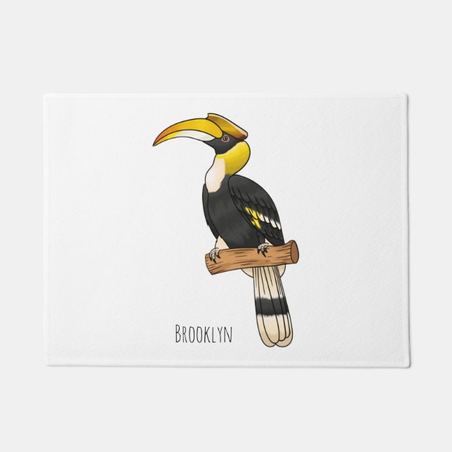 Great hornbill bird cartoon illustration  doormat (Front)