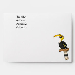 Great hornbill bird cartoon illustration envelope