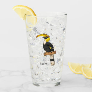 Great hornbill bird cartoon illustration  glass
