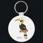 Great hornbill bird cartoon illustration key ring<br><div class="desc">Great hornbill bird cartoon illustration</div>