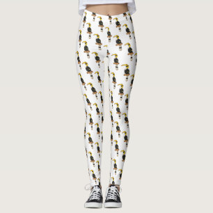Great hornbill bird cartoon illustration  leggings