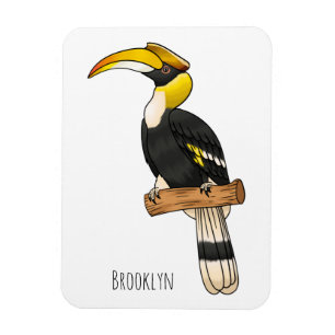Great hornbill bird cartoon illustration magnet