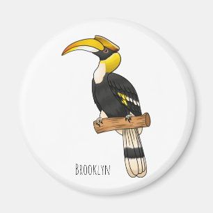 Great hornbill bird cartoon illustration magnet
