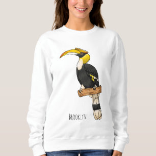 Great hornbill bird cartoon illustration sweatshirt