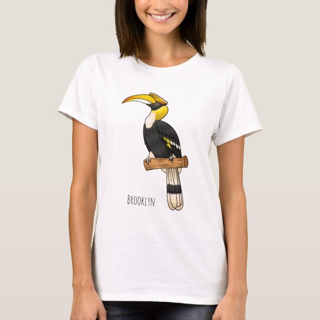 Great hornbill bird cartoon illustration  T-Shirt (Front)
