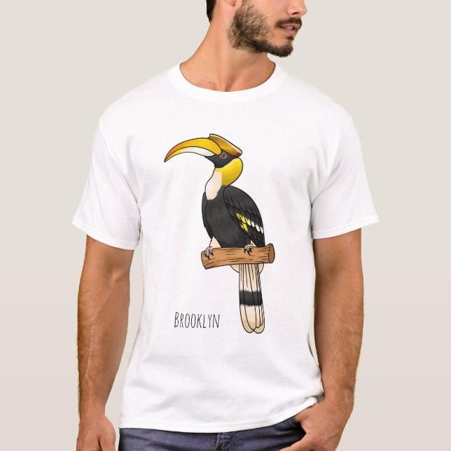 Great hornbill bird cartoon illustration T-Shirt (Front)