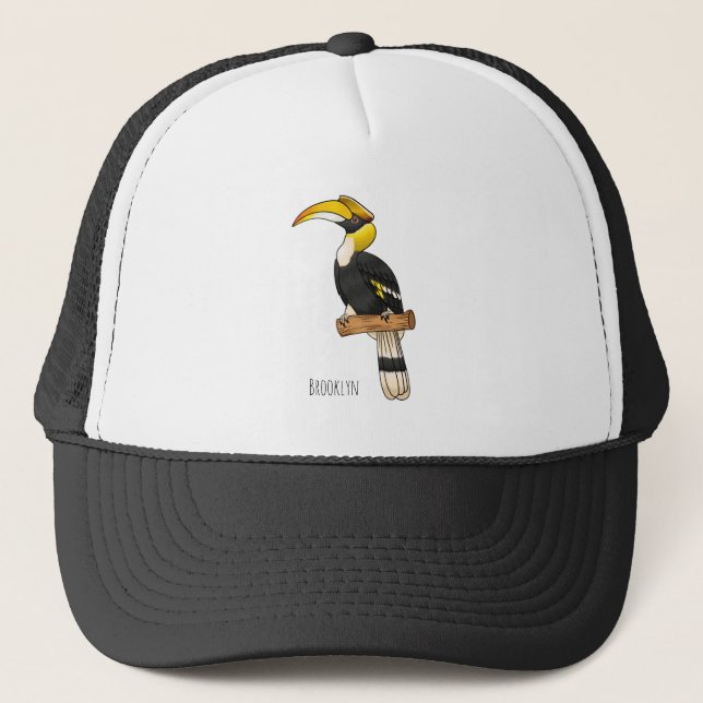 Great hornbill bird cartoon illustration  trucker hat (Front)