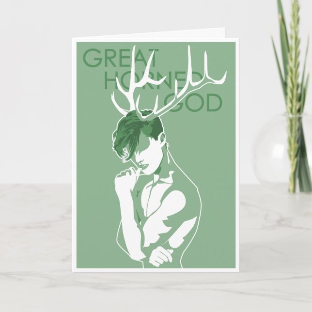 Great Horned God - Worship Old Gods Holiday Card (Front)