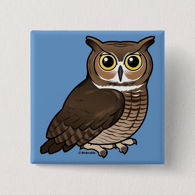 Great Horned Owl 15 Cm Square Badge (Front)