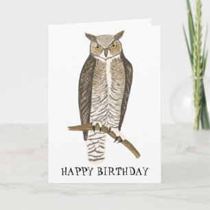 Great Horned OWL BIRTHDAY CUSTOM Card