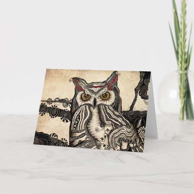 Great Horned Owl Blank Greeting Card (Front)