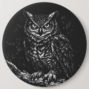 Great Horned Owl — by BurnsInHell 6 Cm Round Badge