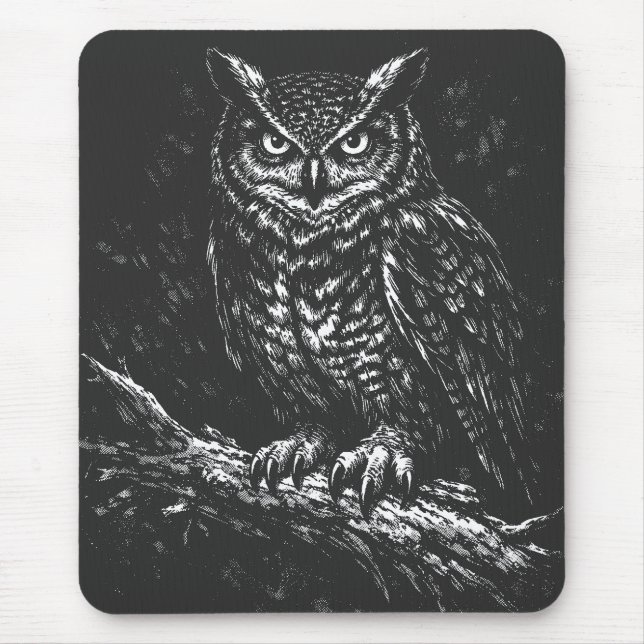 Great Horned Owl — by BurnsInHell Mouse Mat (Front)
