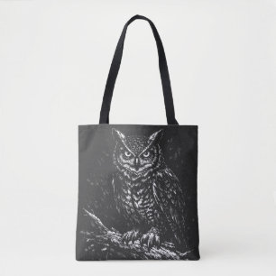 Great Horned Owl — by BurnsInHell Tote Bag