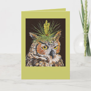 great horned owl card