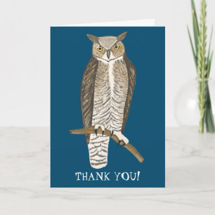 Great Horned OWL CUSTOM THANK YOU! Card