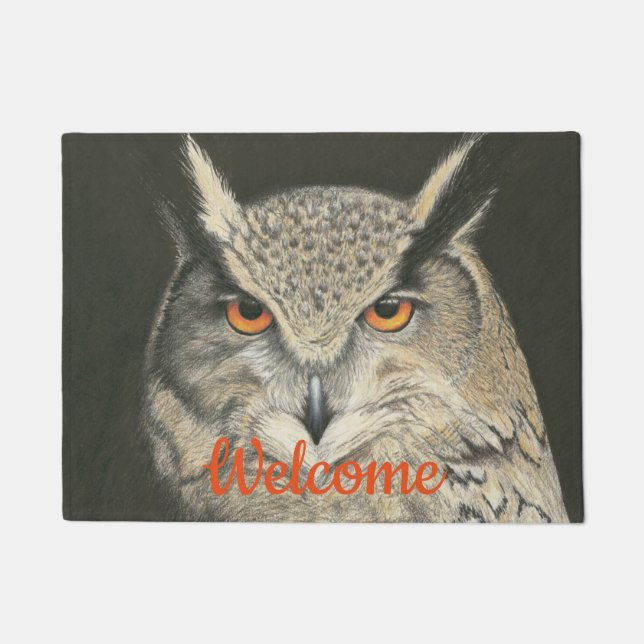 Great Horned Owl Doormat (Front)
