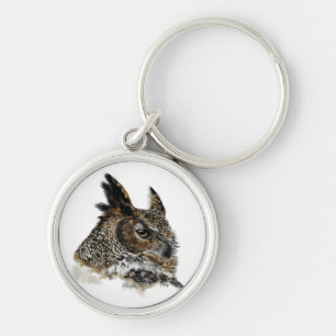 Great Horned Owl Drawing Key Ring