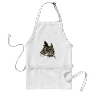 Great Horned Owl Drawing Standard Apron
