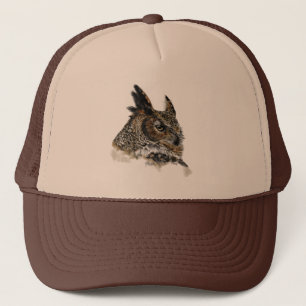 Great Horned Owl Drawing Trucker Hat