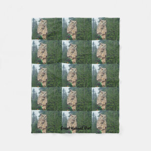 Great Horned Owl Fleece Blanket