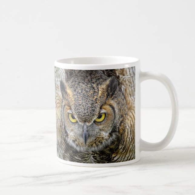 Great Horned Owl Following Eyes Coffee Mug (Right)