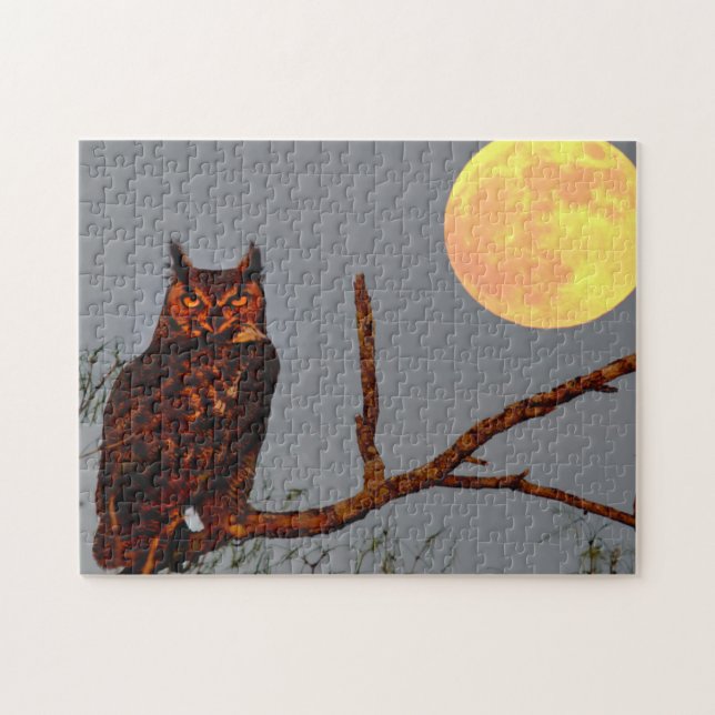 Great Horned Owl | Full Moon Jigsaw Puzzle (Horizontal)