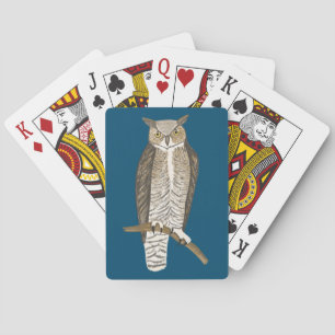 Great Horned Owl Illustrated Fierce Bird Playing Cards
