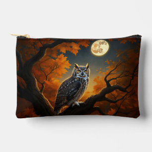 Great Horned Owl in Autumn Accessory Pouch