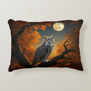 Great Horned Owl in Autumn Decorative Cushion