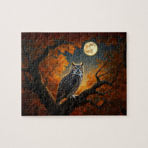 Great Horned Owl in Autumn Jigsaw Puzzle