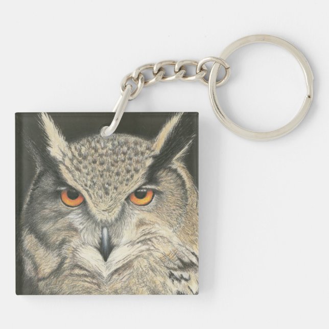 Great Horned Owl Key Ring (Back)