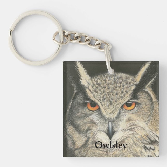 Great Horned Owl Keychain (Front)