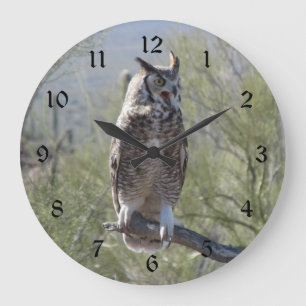 Great Horned Owl Large Clock