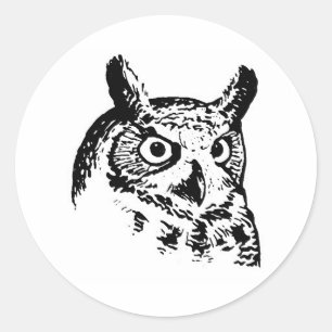 Great Horned Owl Logo Classic Round Sticker