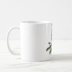 Great Horned Owl on a Snowy Spruce Coffee Mug