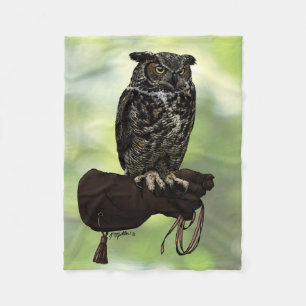 Great Horned Owl on Glove Fleece Blanket