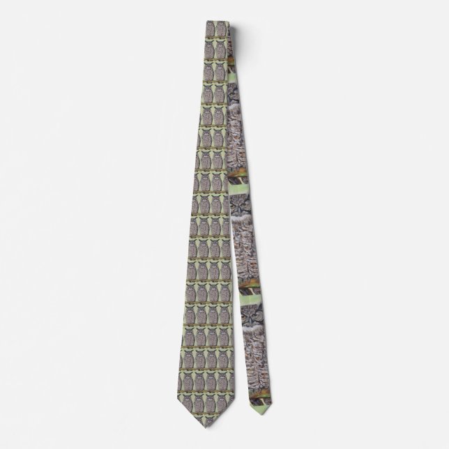 Great Horned Owl Painting Tie (Front)