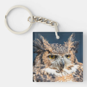 Great Horned Owl Portrait Key Ring