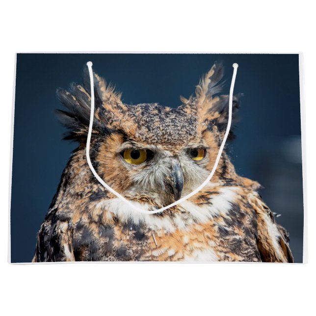 Great Horned Owl Portrait Large Gift Bag (Front)