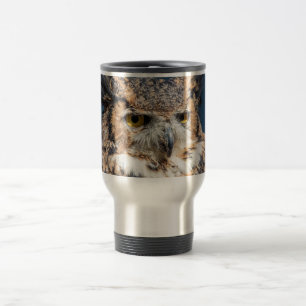 Great Horned Owl Portrait Travel Mug