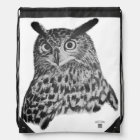 Great Horned Owl Print Drawstring Backpack