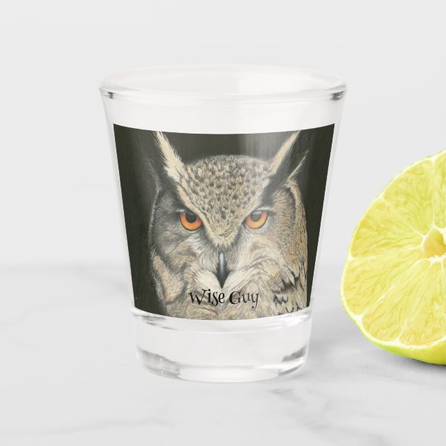 Great Horned Owl Shot Glass (Front)